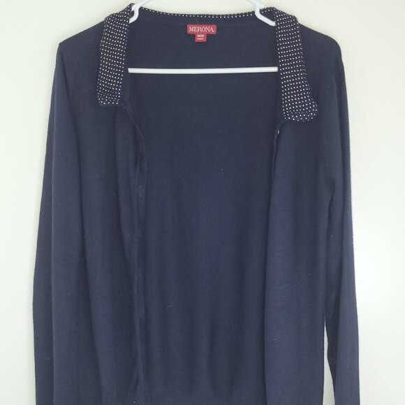 Navy Merona Cardigan w/ Bronze Studded Collar - Picture 1 of 9